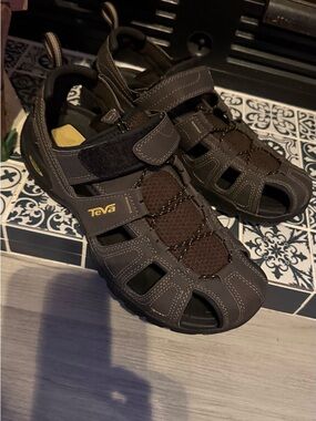 Teva Men's Outdoor Closed-Toe Sandals in Dark Brown and Black